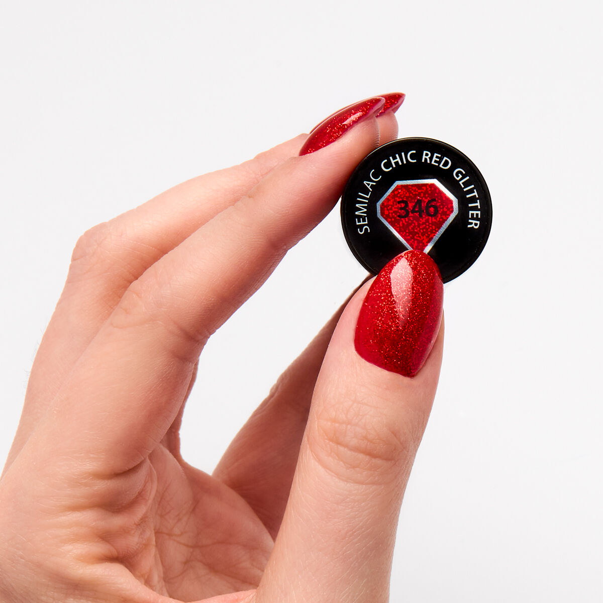 Vernis semi permanent 346  Chic Red Glitter 7ml